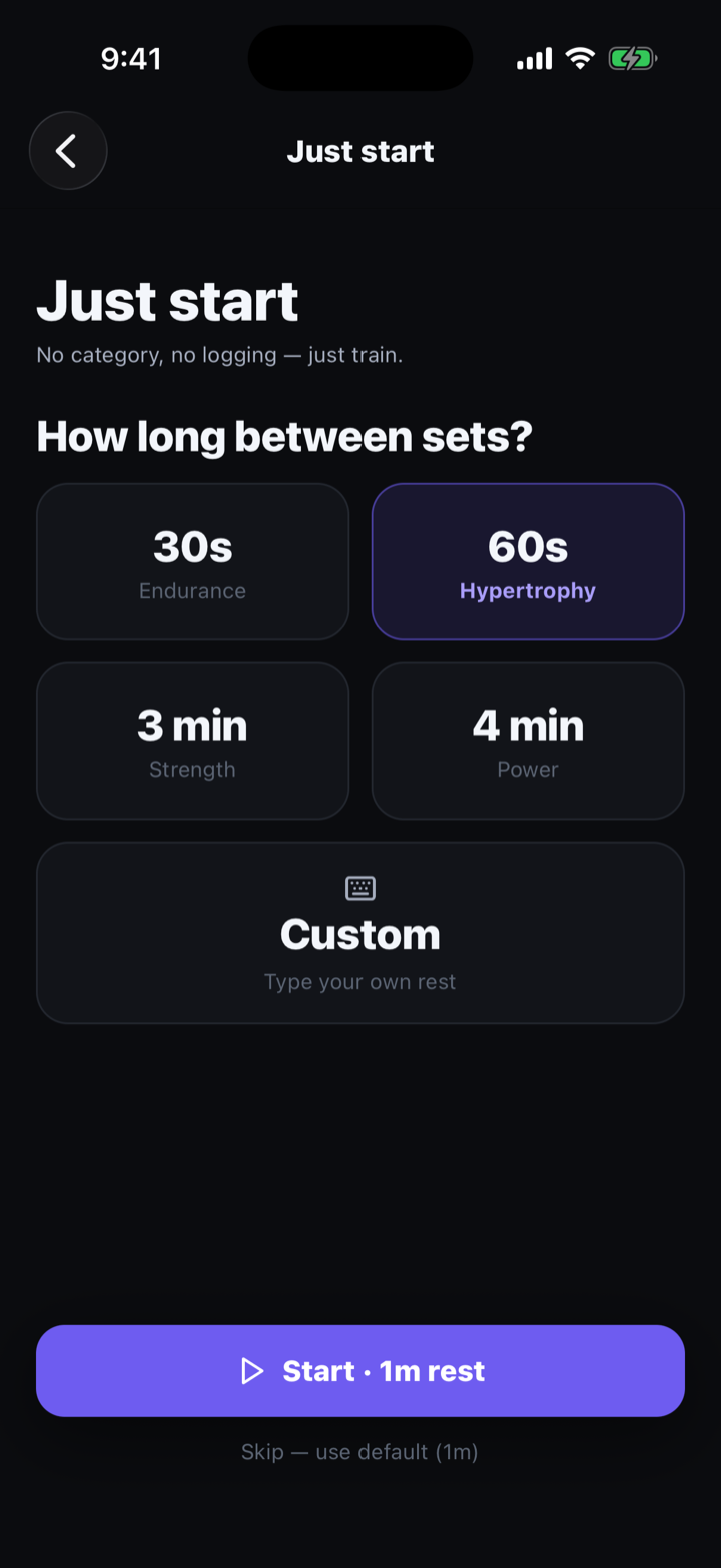 Quick start — pick a rest preset