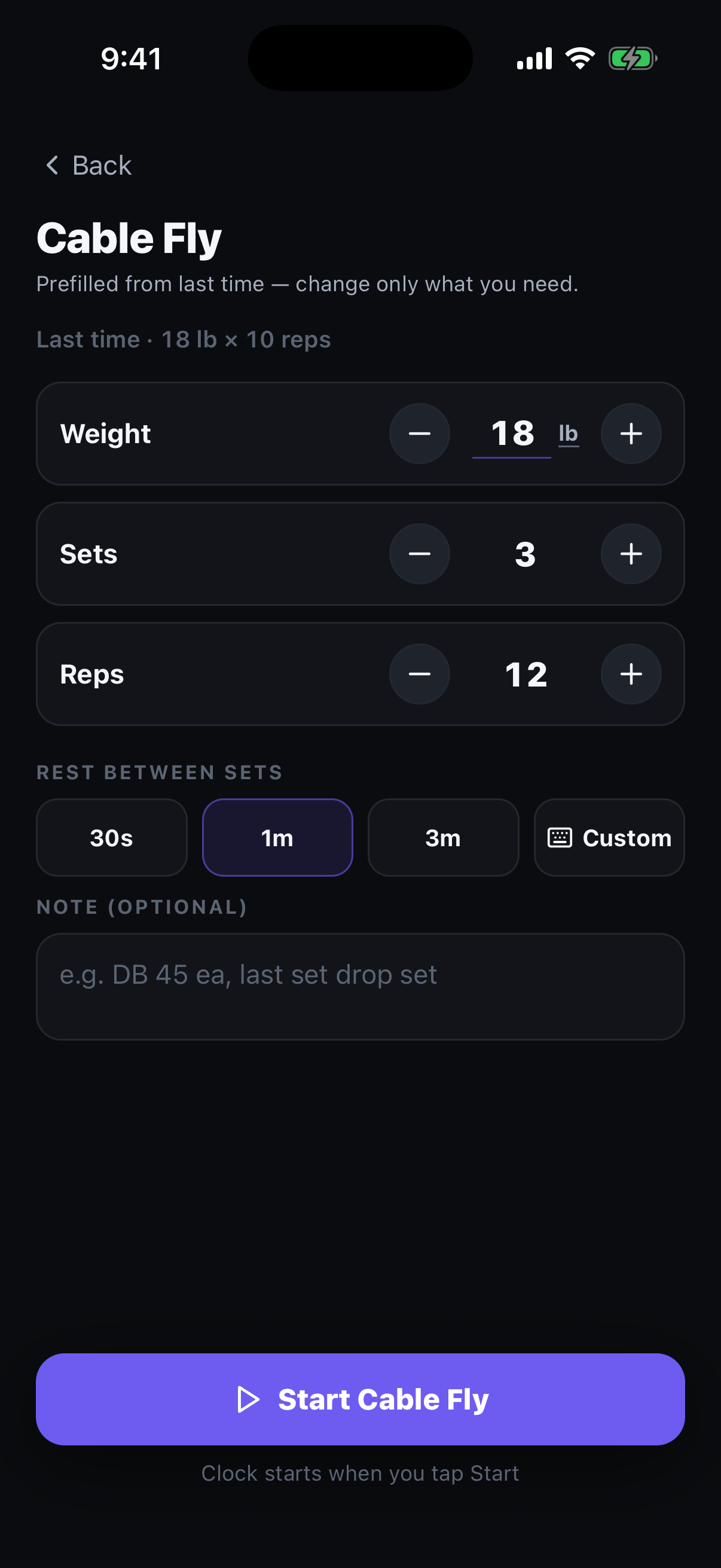 Config — prefilled from last time