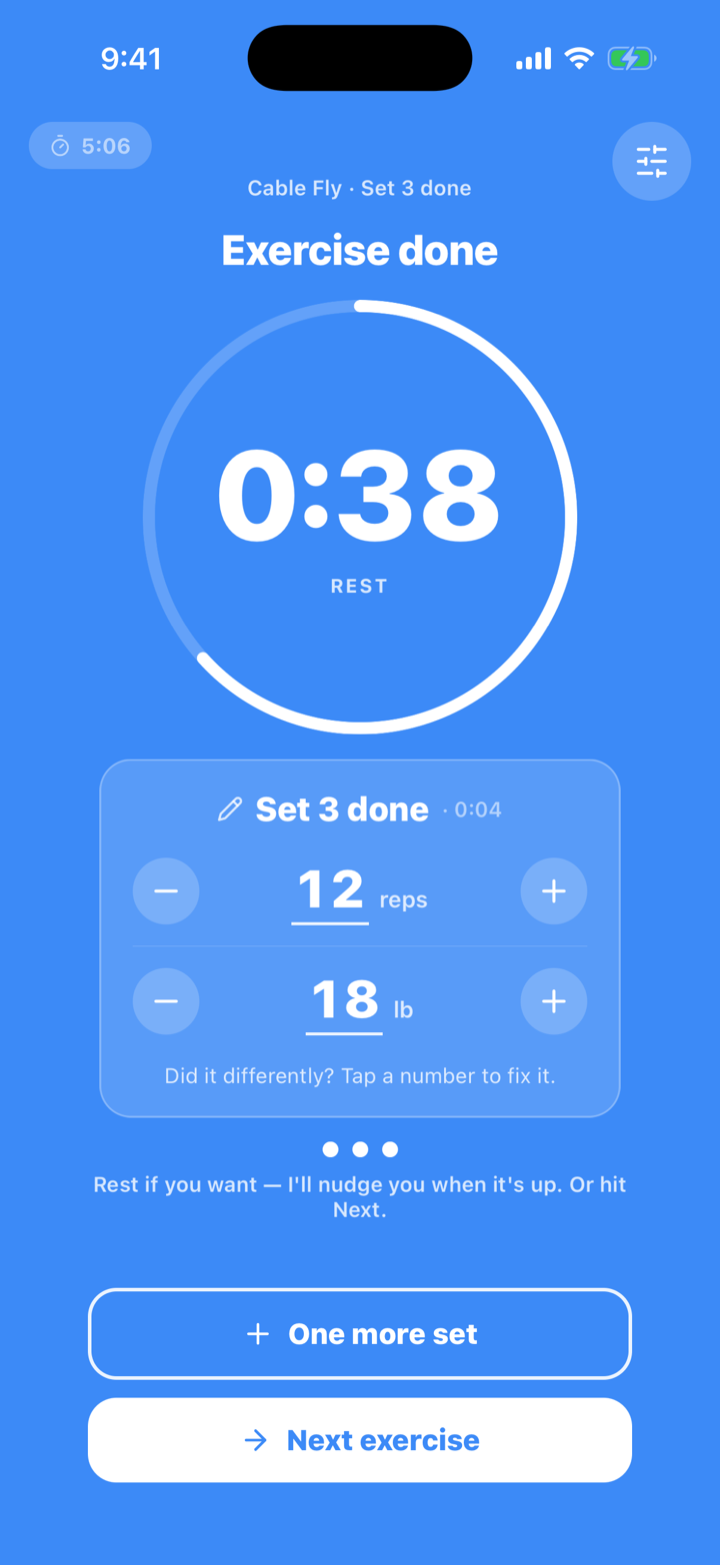Exercise done — blue screen